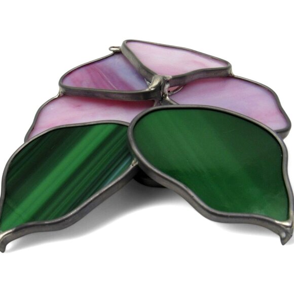 STAINED GLASS Pink Flower 3D Window Hanging Floral Suncatcher - Picture 10 of 10